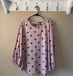 Pink Polka Dot Long Sleeve Blouse