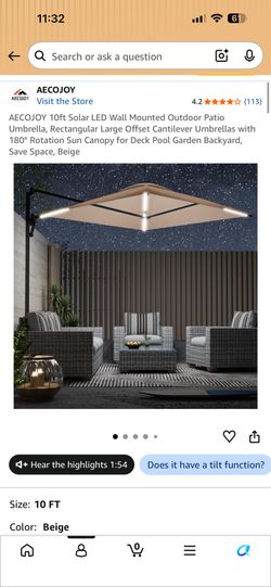 10ft Solar LED Wall Mounted Outdoor Patio Umbrella, Rectangular Large Offset Cantilever Umbrellas with 180° Rotation Sun Canopy for Deck Pool Garden B
