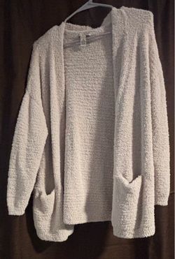 Cream Fuzzy Open Front Cardigan