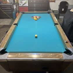 Redone Granite 80s Bar Pool Table (including Cue Sticks, Cue Stick Holder, Billiard Cone Chalk, Chalk, Cover, Brushes) Coin Slot