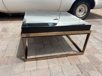Glass Top Coffee Table with Gold Metal Frame