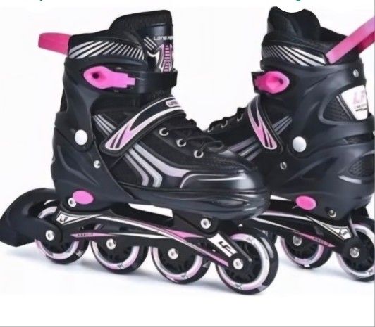 Youth Inline Skates Adjustable Rollerskates Size 13 to 2 1/2 lighted Skate wheels