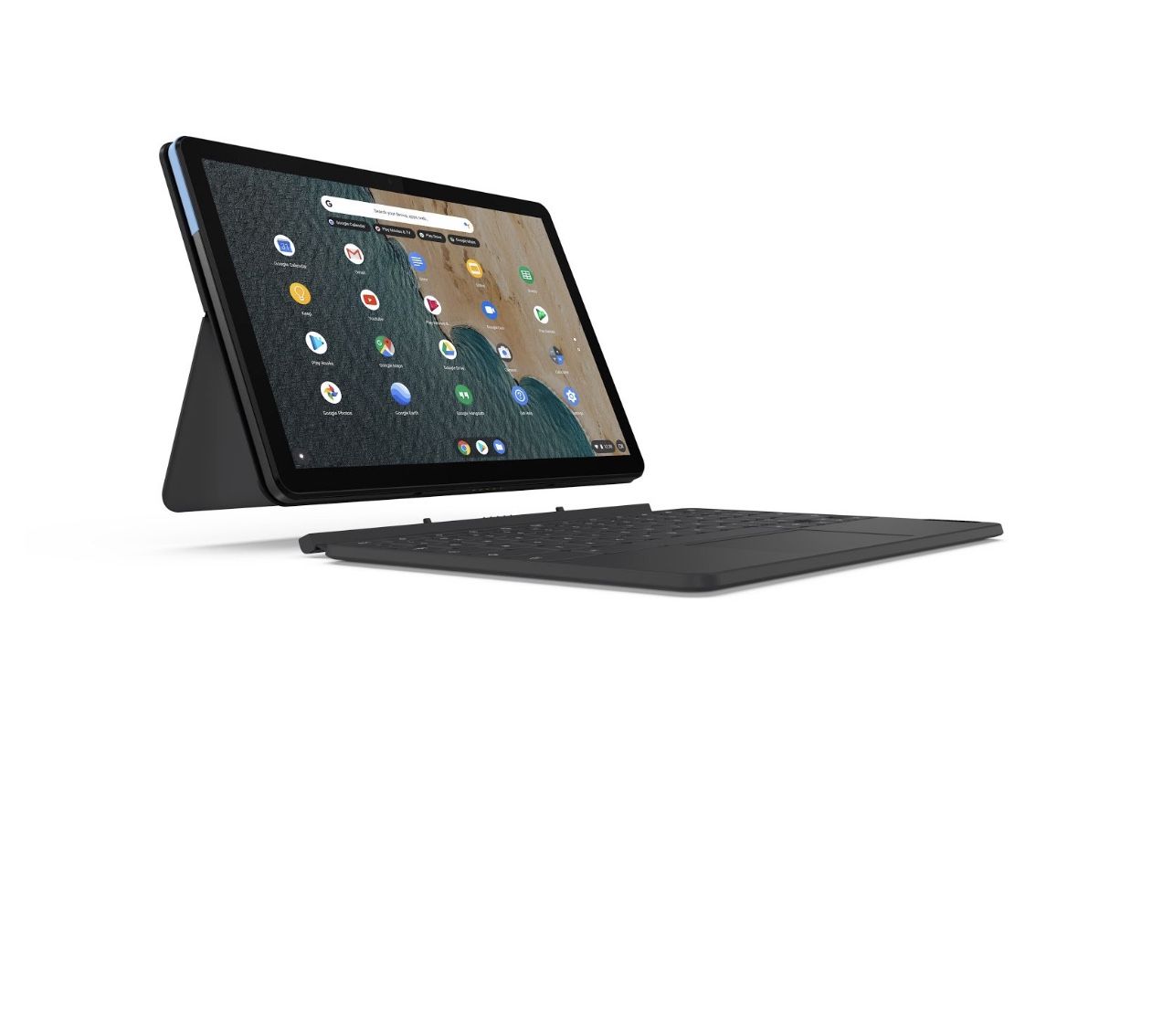 Lenovo Ideapad Duet Chromebook, 10.1" FHD IPS Touchscreeh - MediaTek Helio P60T - ARM Mali-G72 MP3 Graphics - 4GB - 64GB eMCP4x, Ice Blue + Iro