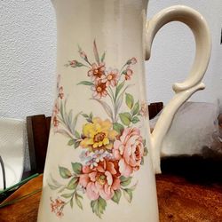 Melba Staffordshire England Style floral pitcher and cups.  1950