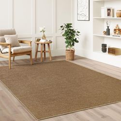 COSOSA Faux Jute Non-Slip Area Rug, 8x10 Washable Pet-Friendly Floor Mat for Living Room, Bedroom, Entryway, Machine Woven Durable Scratch Resistant C