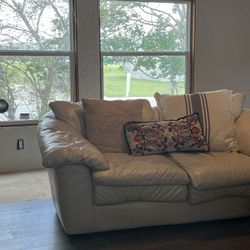 Real Leather Loveseat  Cream Color. Nice