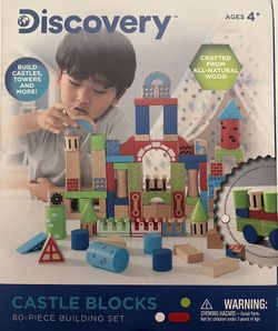 Discovery™ Wood Castle Blocks 80-Piece Natural Wooden Building & Stacking Set,
