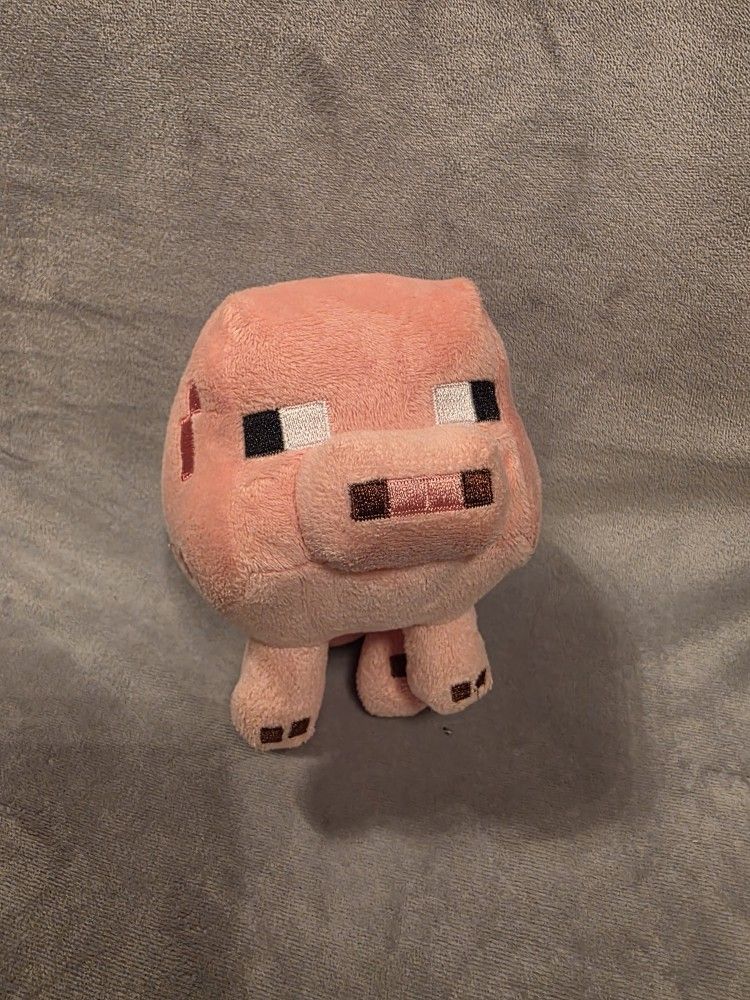 2013 Minecraft BABY PIG 6" Small Stuffed Plush Animal Doll Toy Pink Mojang