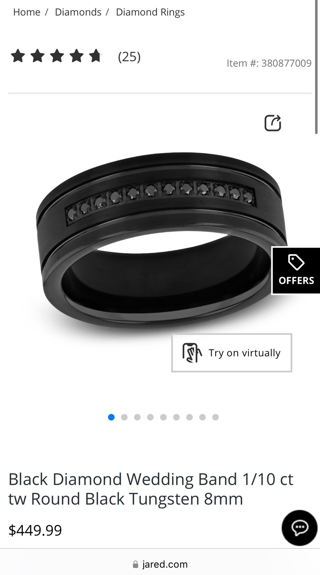 Tungsten Black Diamond Ring