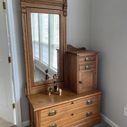 Antique Dresser with Tiltable Beveled Mirror