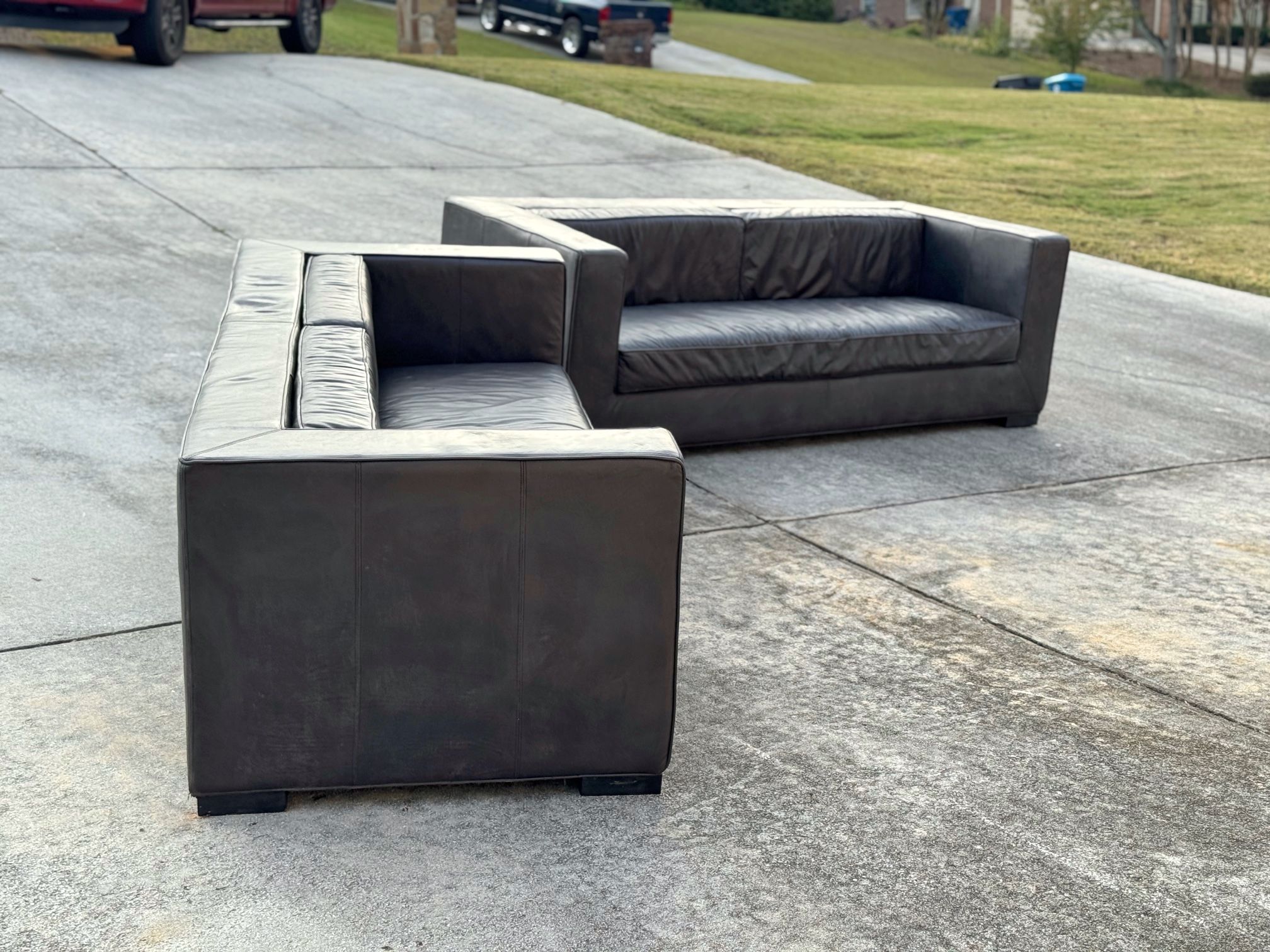Modern Genuine Leather Sofa Set couch - Excellent Condition