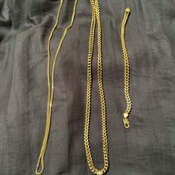 Franco Necklace And Bracelet 10K  
