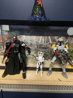 Star Wars Lego Action Figure Bundle Storm Trooper Executioner, Boba Fett, Kylo Ren, 