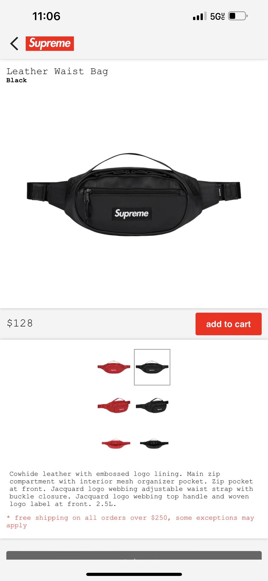 Supreme Leather Waist Bag 