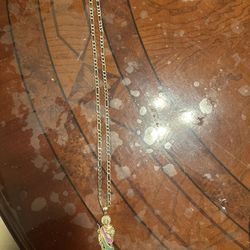 14K Gold Figaro Chain w/ San Judas Pendant – Serious Offers Only