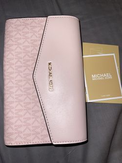 Michael Kors pink logo leather handbag clutch
