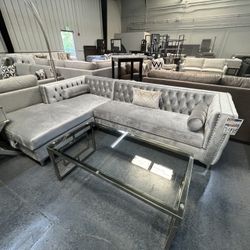 Velvet Felt Sectional w/ chaise/storage space