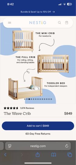 Baby Crib, Full Crib  , mini crib/bassinet , toddler  bed , NestIG