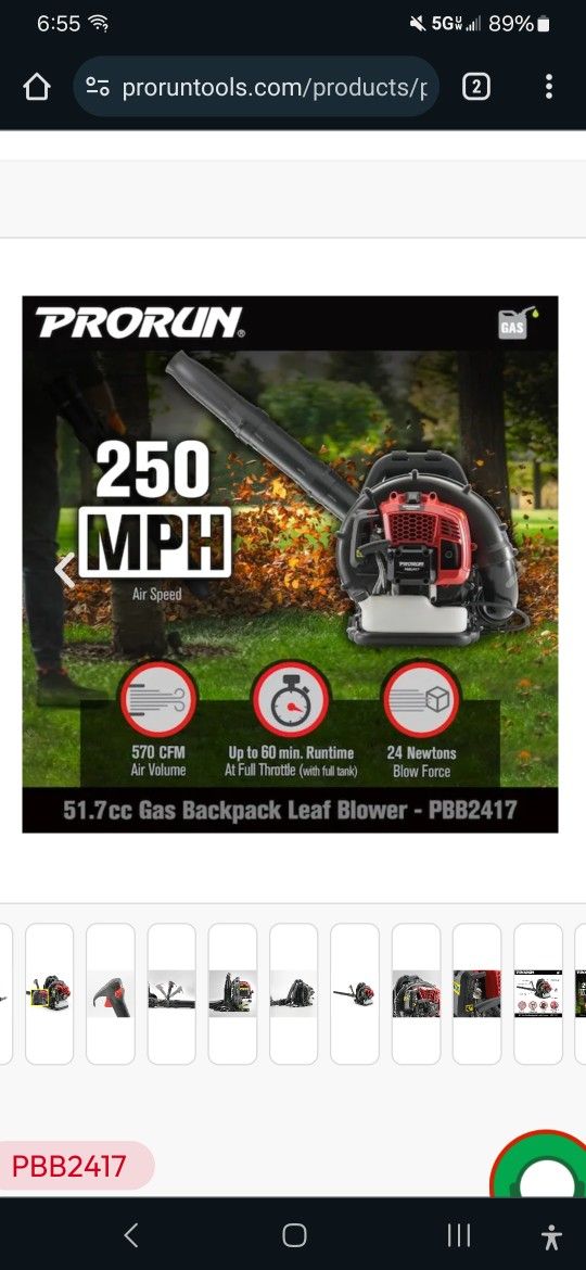 Prorun Backpack Leaf Blower