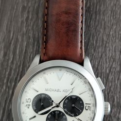 Michael Kors Gareth Silver Dial Tan Leather Men's Watch