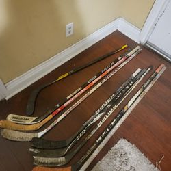 5 Bauer & 4 Easton Hockey Sticks 
