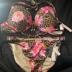 Victoria’s Secret Leopard w/Roses Bikini $45