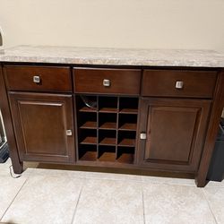 Dark Wood Buffet Cabinet Wine Rack