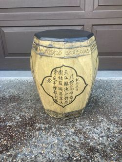 Painted wood garden stool