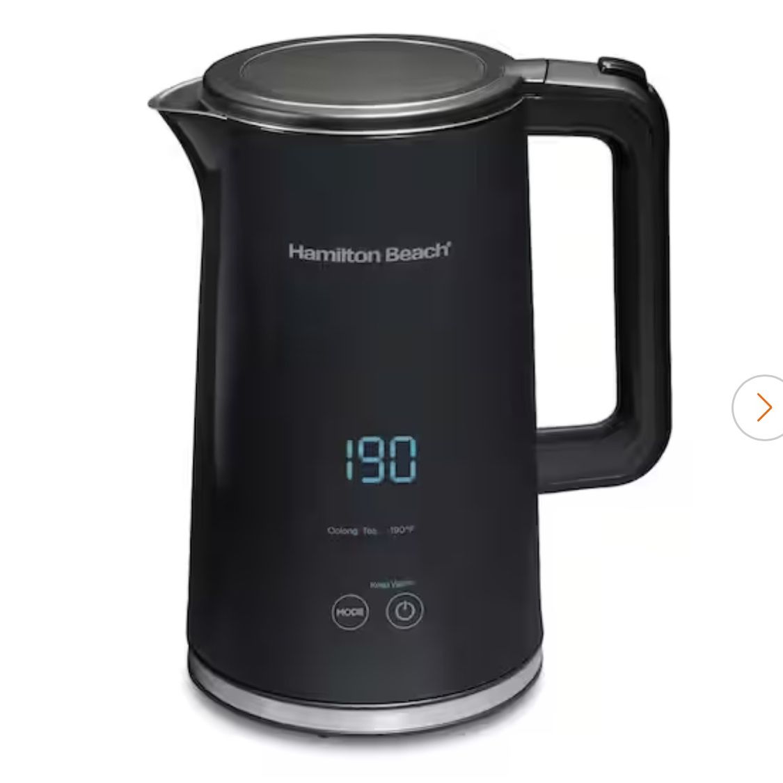 7-Cup Black Corded Electric Kettle with Cool Touch