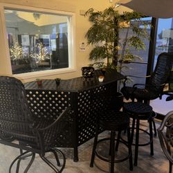 Bar Table With Two Backless Barstool And Two Bar Chairs 