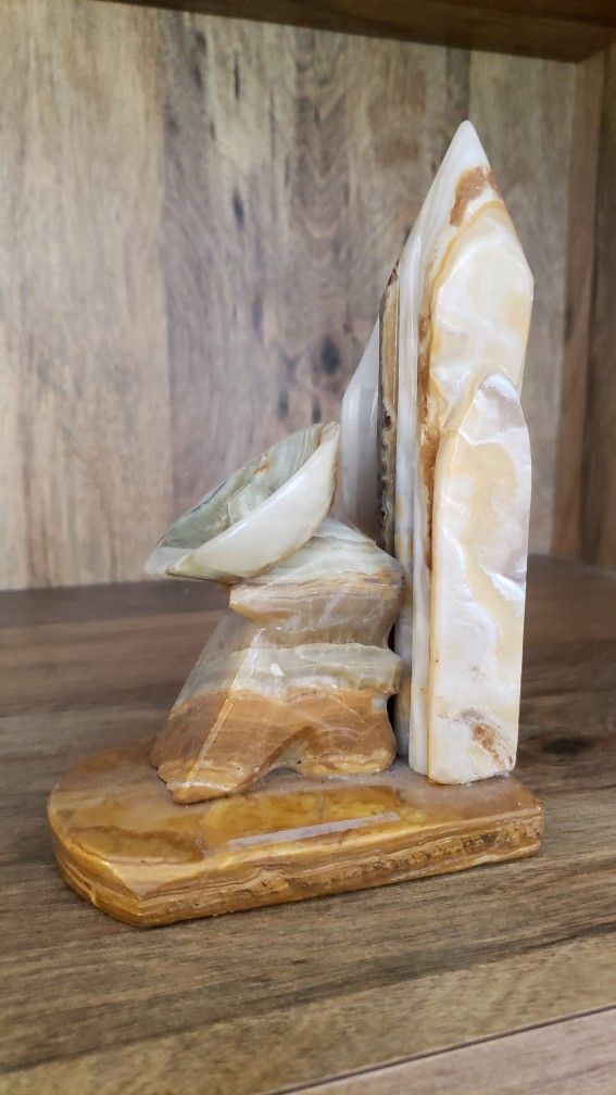 l Vintage Antique Mexico Sombrero Marble? Onyx? Alabaster? Bookend only 1