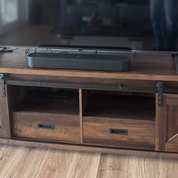 Coaster 736273 TV console home entertainment Madra 2 door engineered wood 79 inch TV stand dark pine