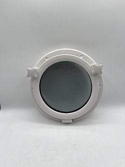 10.5" Round Porthole Window for Boat, Yacht, RV, White ABS Plastic & Tempered Glass