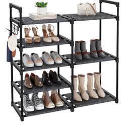 Black Tubes Closet Shoe Rack, 5 Tier