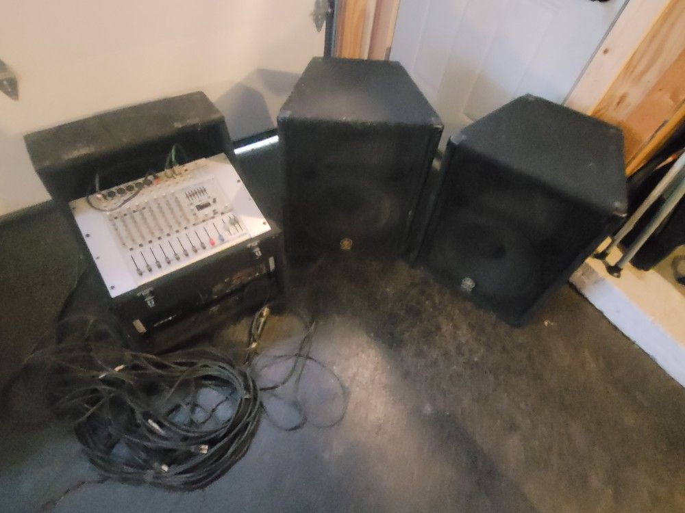 Sound System- Mixer, Amp, Rack And Speakers