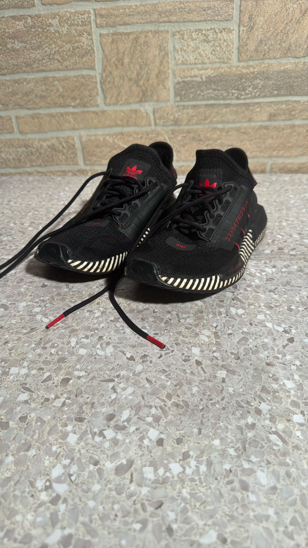 Adidas NMD R1 V2 Dazzle Camo Black FY2104 Black, Red And White