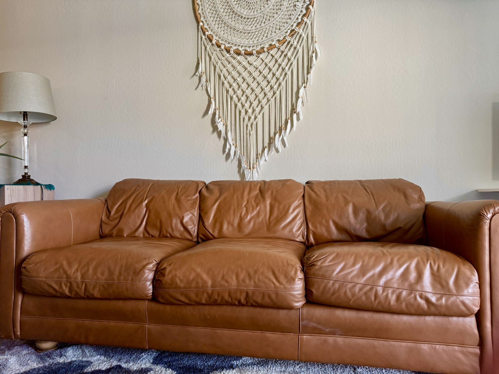 Comfy Leather Couch -$200