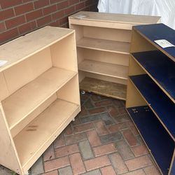 Shelves on wheels for garage $5 each