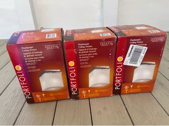 Three flush mount light fixtures
