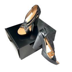 Givenchy Strap Leather Wood Platform Heels Sz 5.5-6