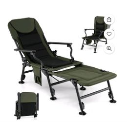Oversized Foldable Fishing Chair for Adults Camping Chair w/ Detachable Footrest