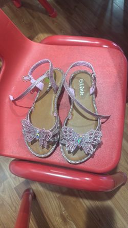 Girls pink sandal with glittery butterfly
