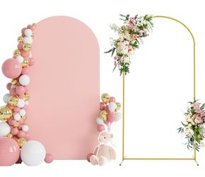 6.6 FT Wedding Arch Stand and Arch Cover.(baby pink)