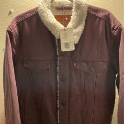 Levi’s Premium Sherpa Jacket Burgundy Violet Color