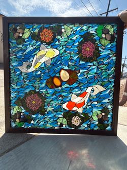 Koi Pond Glass Mosaic Window