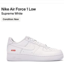 Nike  Supreme Air Force 1 Low White Size 8.5Nike  Supreme Air Force 1 Low White Size 8.5