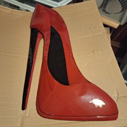 41 Inch Tall Red Heel Metsl Wall Art