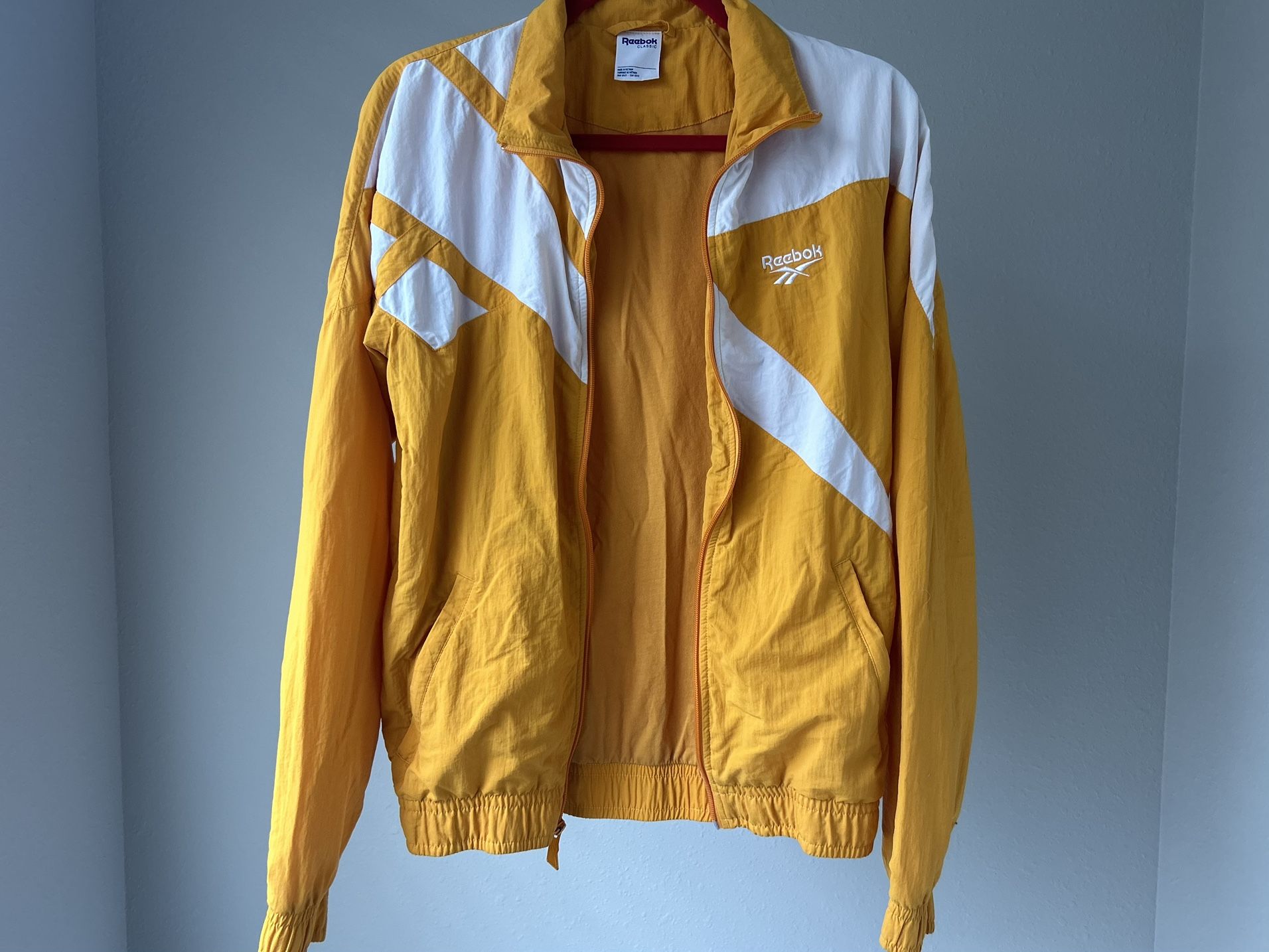 Vintage Reebok Classic Windbreaker Mustard Yellow / White