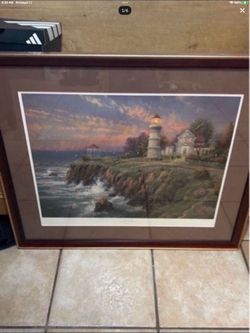 Thomas Kincaid Framed Lighthouse Coastal Art Print