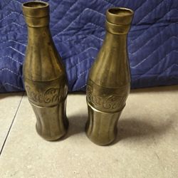 2 Vintage Brass Coke Bottles